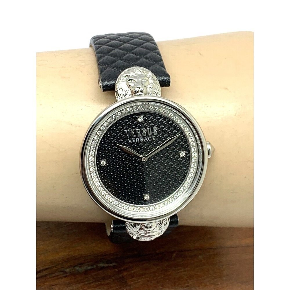 Versus by Versace Women's Watch VSPZU0121 Black Dial Silver Case Leather… - Picture 10 of 14